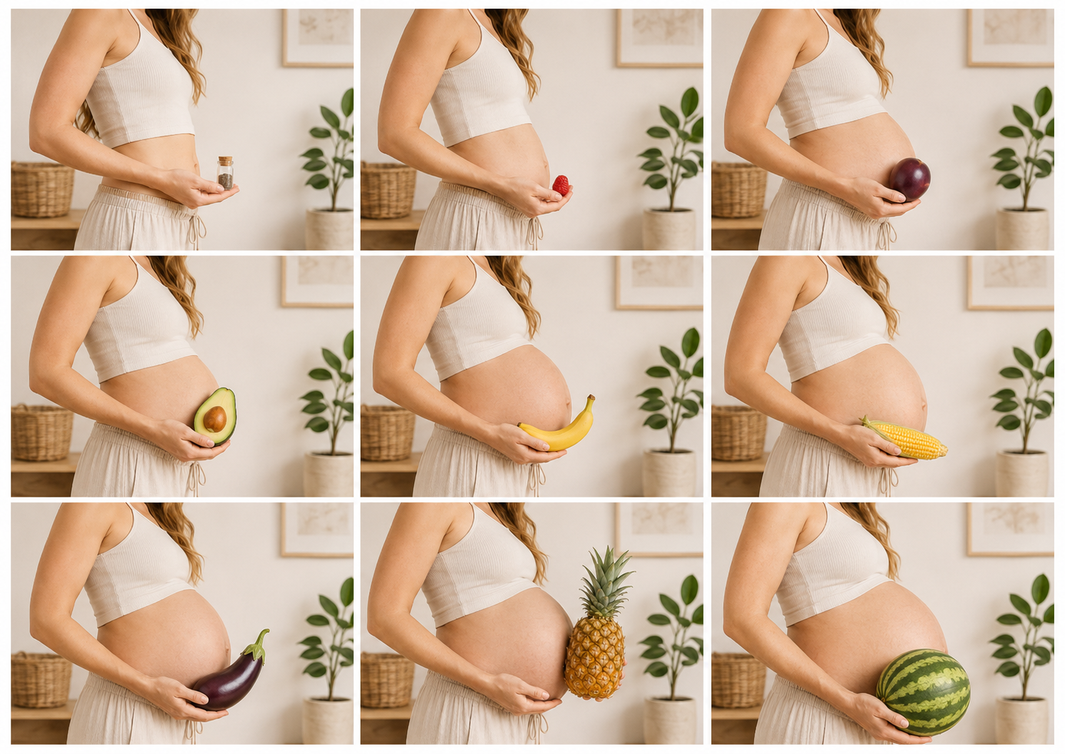 Baby Size by Month: 9 Pregnancy Photos to Take with Fruit