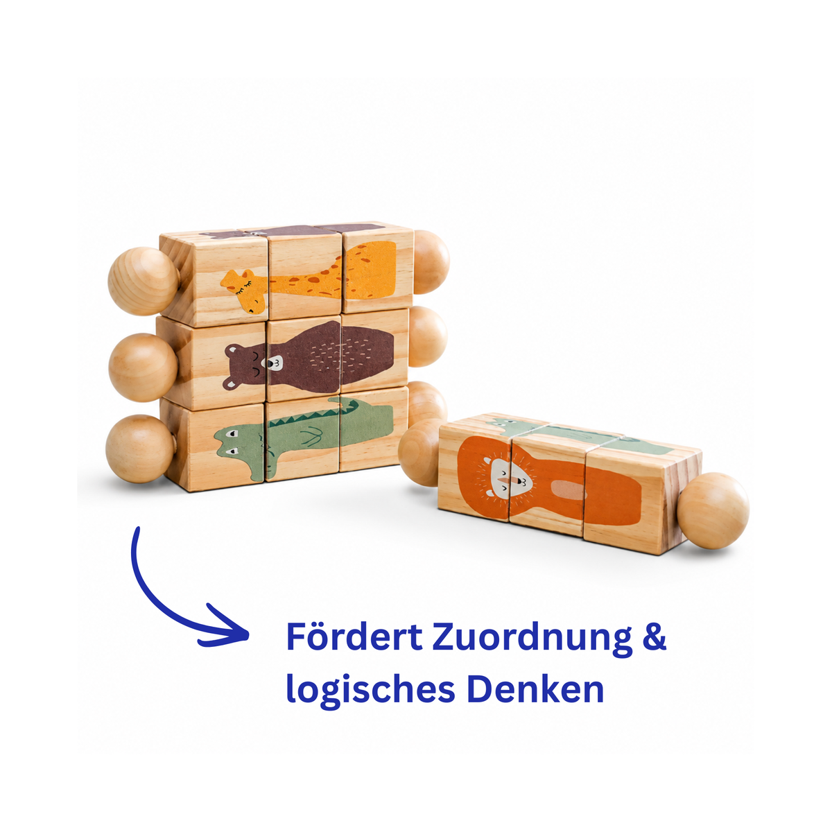 Holz-Drehpuzzle mit Tieren