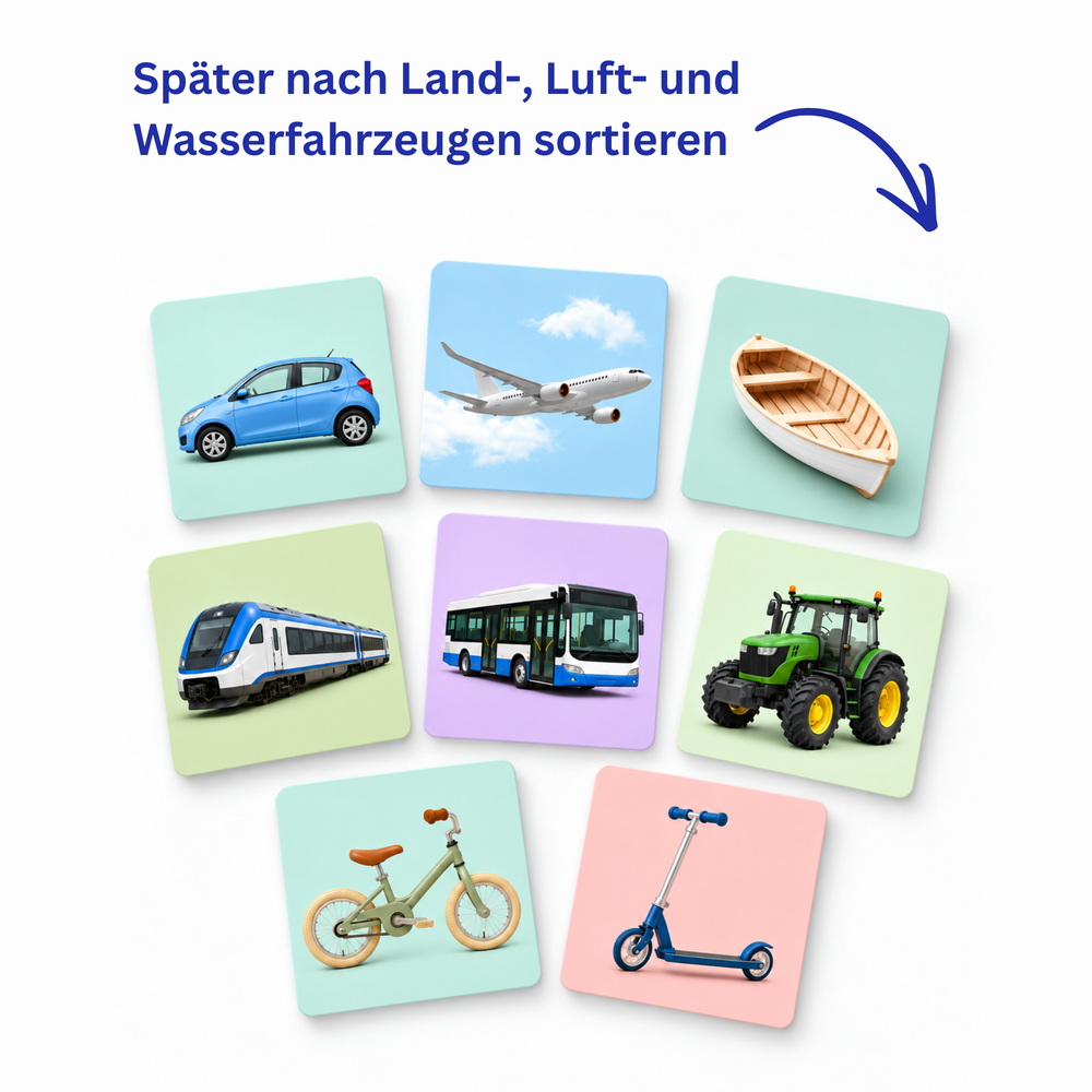 Lernkarten mit realistischen Fahrzeugen