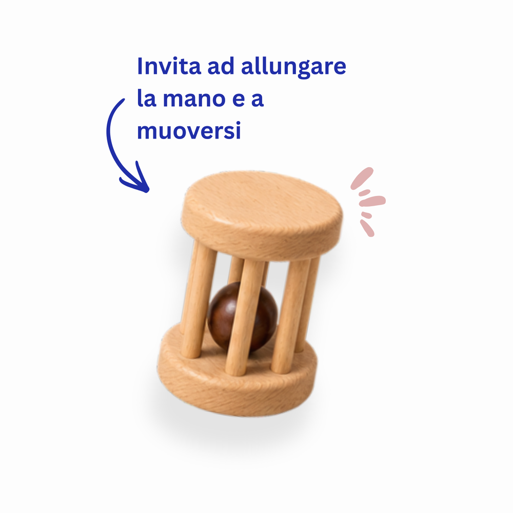 Sonaglio a rullo in legno
