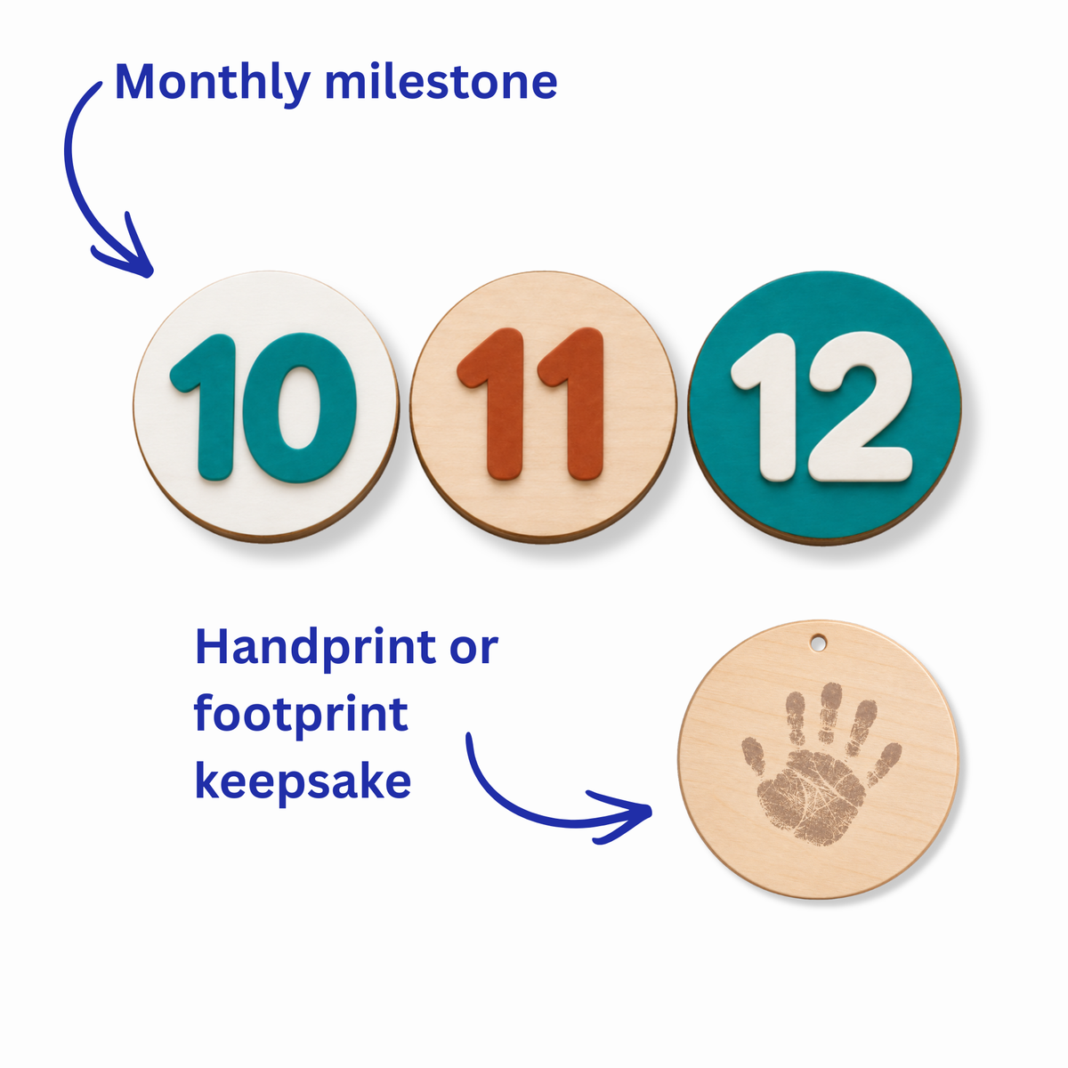 Wooden Baby Milestone Discs 10-12 months