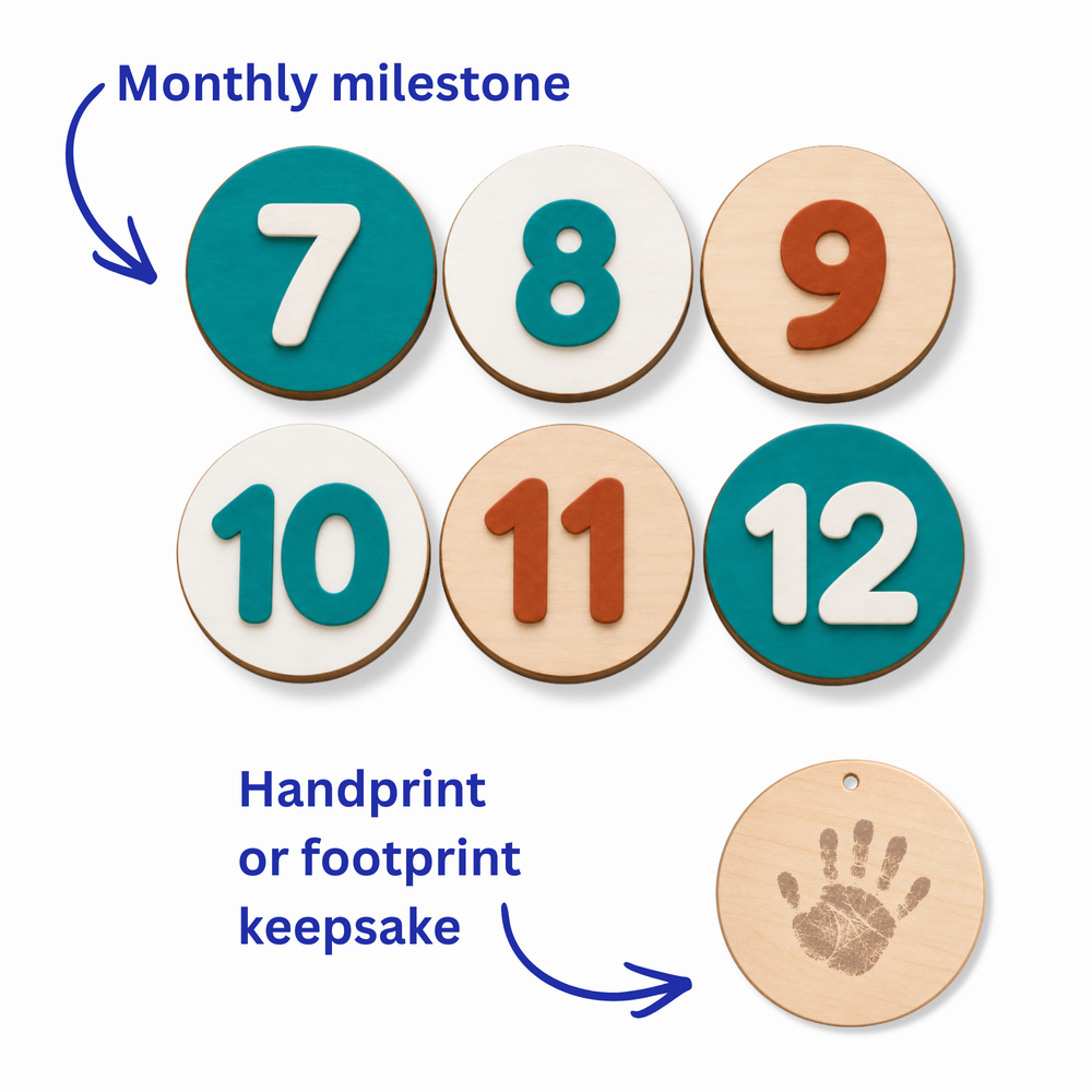 Wooden Baby Milestone Discs 7-12 months