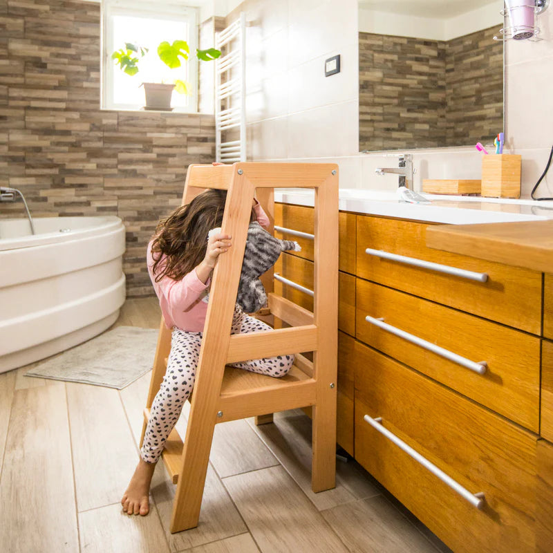 Montessori Learning Tower – Adjustable Wooden Toddler Tower